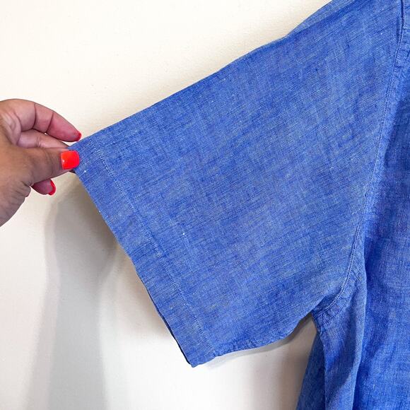 Daniel Cremieux Linen Mens Shirt Size XL Blue Chambray Preppy Button Up Work - Picture 3 of 6